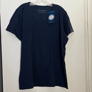 Life Is Good Deep Blue V-Neck Tee